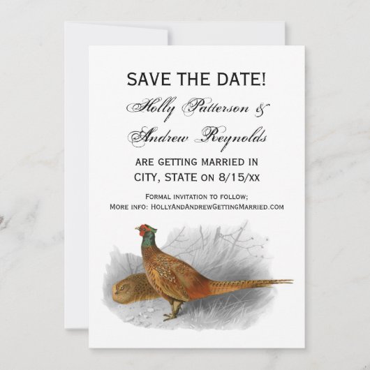  fazant-vogeltrekkleur #3 save the date (Voorkant)