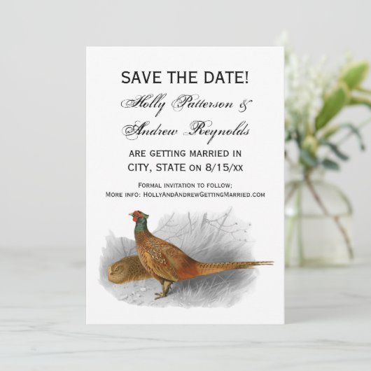  fazant-vogeltrekkleur #3 save the date (Staand voorkant)