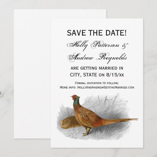 fazant-vogeltrekkleur #3 save the date (Voorkant / Achterkant)