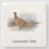 fazant-vogeltrekkleur #3 stenen onderzetter (Voorkant)