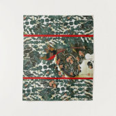 Fazanten in sneeuw, dennenboom,rozen,Japans bloemm Wandkleed (Voorkant)