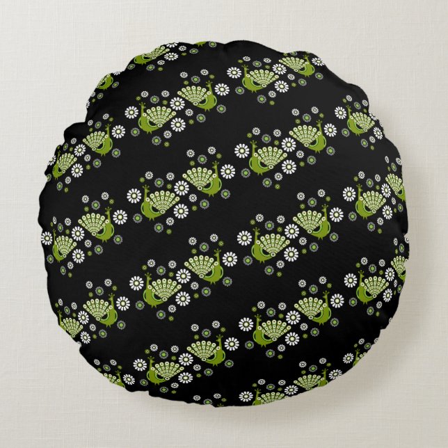 Fazanten Peacock Art Rond Kussen (Voorkant)