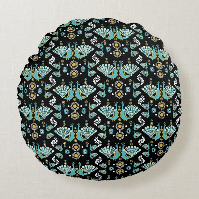 Fazanten Peacock Art Rond Kussen (Voorkant)