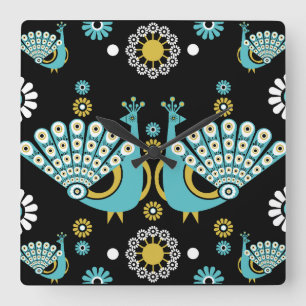 Fazanten Peacock Art Vierkante Klok