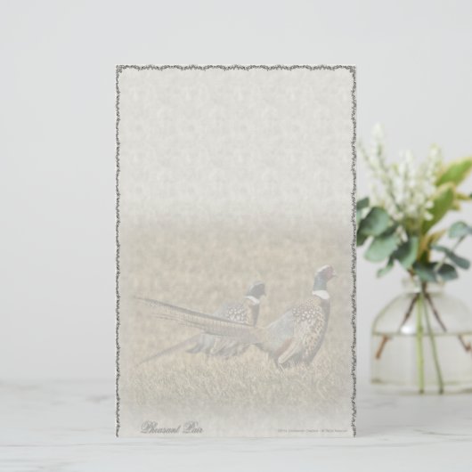 Fazantenpaar op maat gemaakte briefpapier (Staand voorkant)