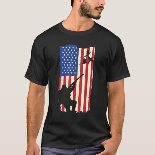 Fazantjacht Patriottische Amerikaanse vlag Hooglan T-shirt (Voorkant)