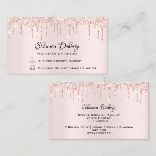 FB Insta Social Lash Roos Gold Drivers Roze Visitekaartje (Voorkant / Achterkant)