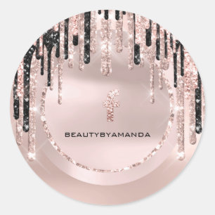 FB Social Media Grimeur  Drips Rose Glitter Ronde Sticker
