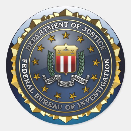 FBI Emblem Ronde Sticker (Voorkant)