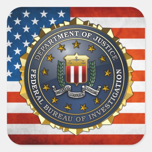 FBI Emblem Vierkante Sticker (Voorkant)