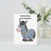 FBI Federal Burro of Investigation Donkey Cartoon Briefkaart (Staand voorkant)