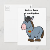FBI Federal Burro of Investigation Donkey Cartoon Briefkaart (Voorkant / Achterkant)