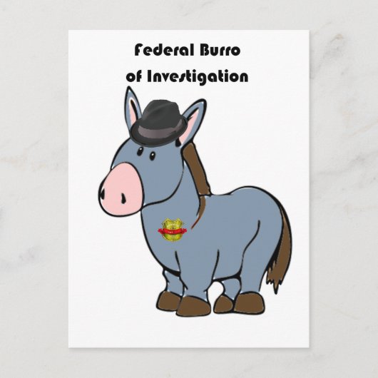 FBI Federal Burro of Investigation Donkey Cartoon Briefkaart (Voorkant)