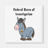 FBI Federal Burro of Investigation Donkey Cartoon Magneet (Voorkant)