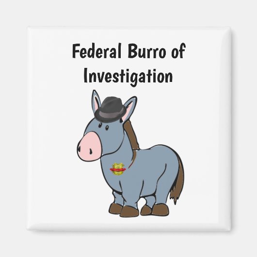 FBI Federal Burro of Investigation Donkey Cartoon Magneet (Voorkant)