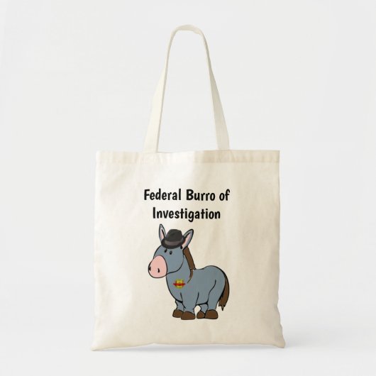 FBI Federal Burro of Investigation Donkey Cartoon Tote Bag (Voorkant)