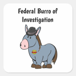 FBI Federal Burro of Investigation Donkey Cartoon Vierkante Sticker