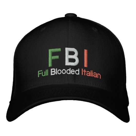 FBI Volbloed Italiaans Zwart Baseball Pet (Voorkant)