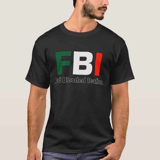 FBI volledig gebloste Italiaans zwart T-Shirt (Voorkant)