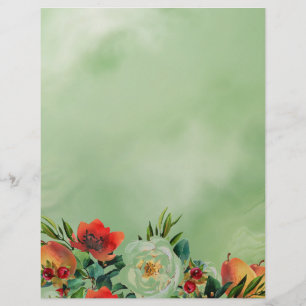 Fbotanische Waterverf bloemen en vellen fruitpapie