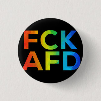 FCK AFD Regenbogen auf Schwarz Ronde Button 3,2 Cm