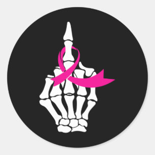 FCK Borstkanker Middenvinger Roze Lint Awaren Ronde Sticker