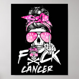 FCK Borstkanker Vrouwen Warrior Roze Lint Messy Poster