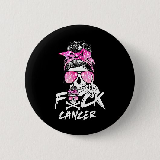 FCK Borstkanker Vrouwen Warrior Roze Lint Messy Ronde Button 5,7 Cm (Voorkant)