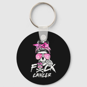 FCK Borstkanker Vrouwen Warrior Roze Lint Messy Sleutelhanger
