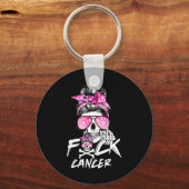 FCK Borstkanker Vrouwen Warrior Roze Lint Messy Sleutelhanger (Voorkant)