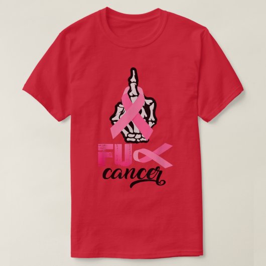 Fck Cancer Skeleton Handroze Borstkanker T-shirt (Design voorkant)