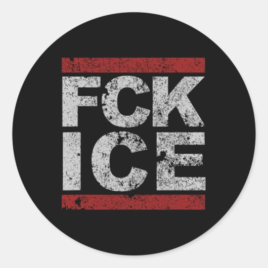 Fck Ice Distressed Ronde Sticker (Voorkant)