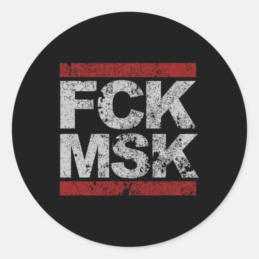 FCK-masker verontrust Ronde Sticker (Voorkant)