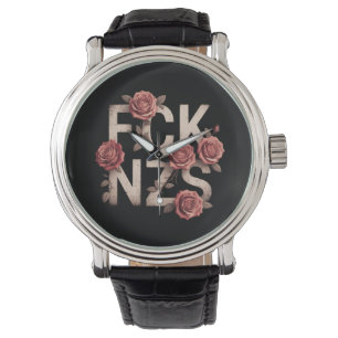 FCK NZS Flowery Against Right No Nazi's LGBTQ+ Horloge
