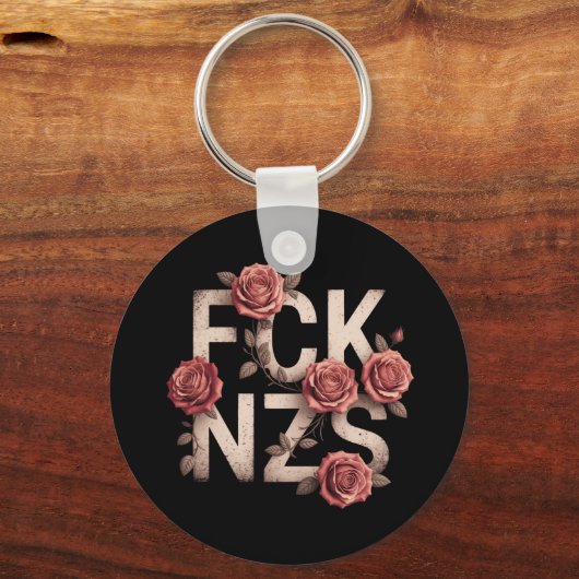 FCK NZS Flowery Against Right No Nazi's LGBTQ+ Sleutelhanger (Voorkant)