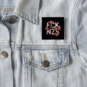 FCK NZS Flowery Against Right No Nazi's LGBTQ+ Vierkante Button 5,1 Cm (In situ)