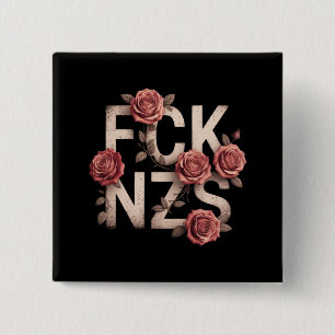 FCK NZS Flowery Against Right No Nazi's LGBTQ+ Vierkante Button 5,1 Cm