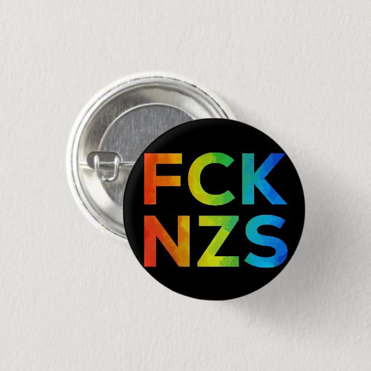 FCK NZS Regenbogen auf schwarz Ronde Button 3,2 Cm (Voorkant /achterkant)