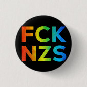 FCK NZS Regenbogen auf schwarz Ronde Button 3,2 Cm (Voorkant)