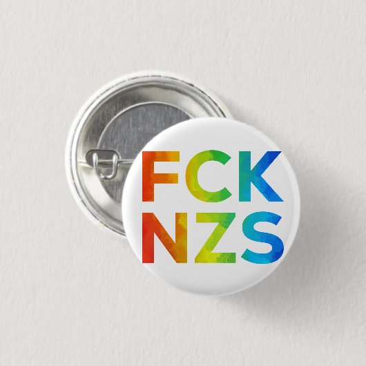 FCK NZS Regenbogen auf weiß Ronde Button 3,2 Cm (Voorkant /achterkant)