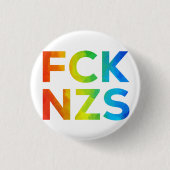 FCK NZS Regenbogen auf weiß Ronde Button 3,2 Cm (Voorkant)