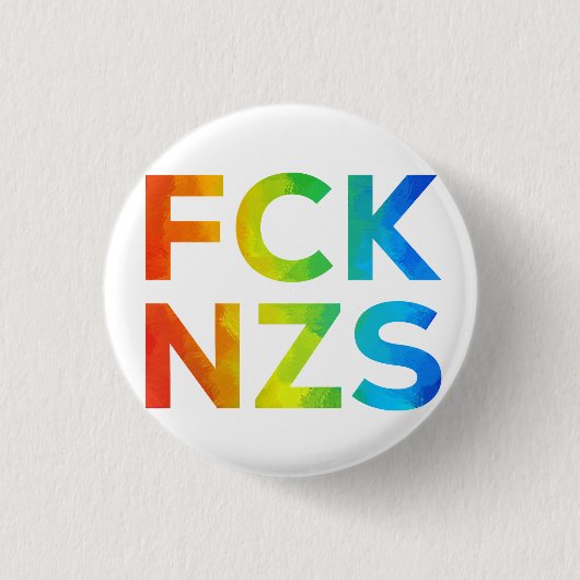 FCK NZS Regenbogen auf weiß Ronde Button 3,2 Cm (Voorkant)