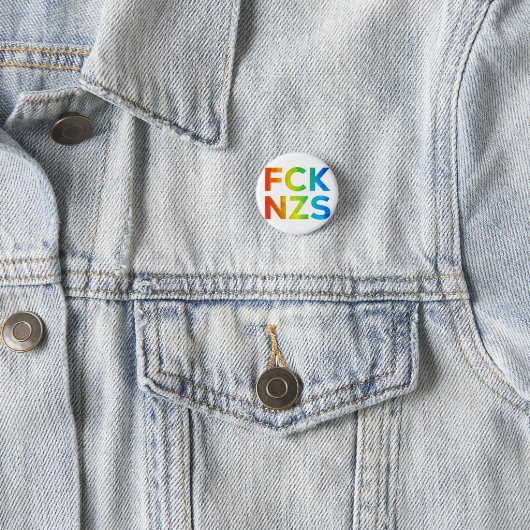 FCK NZS Regenbogen auf weiß Ronde Button 3,2 Cm (In situ)