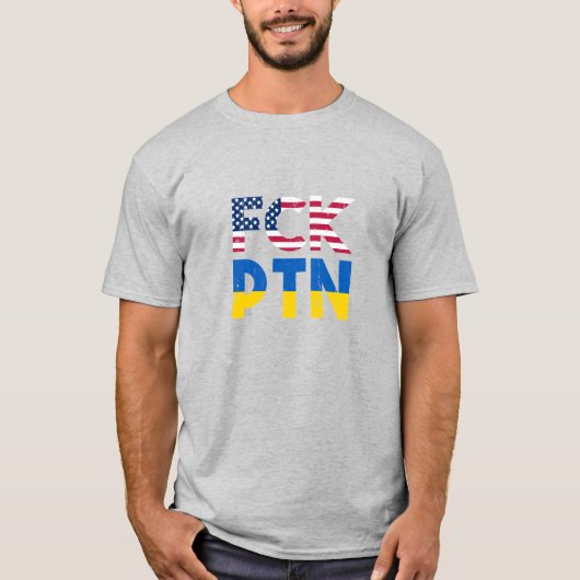 FCK PTN Puck Futin, I stand with Ukraine flag T-shirt (Voorkant)