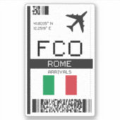 FCO Rome Boarding Pass - Italië Reizen Sticker (Voorkant)