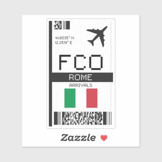 FCO Rome Boarding Pass - Italië Reizen Sticker (Vel)