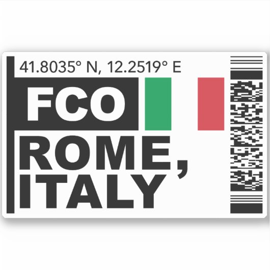 FCO Rome Boarding Pass - Italy Travel Sticker (Voorkant)