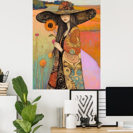 *~* FD2 11 grillige Herfst Meisje Herfst Retro Flo Poster (Thuiskantoor)