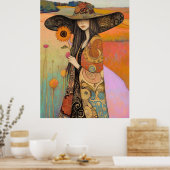 *~* FD2 11 grillige Herfst Meisje Herfst Retro Flo Poster (Keuken)