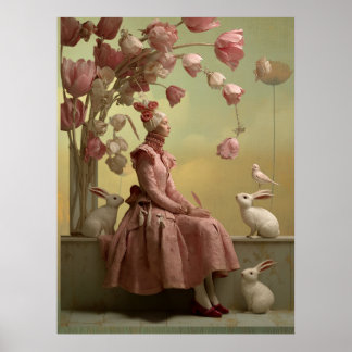 *~* FD2 22 Surrealistische Vogel Bloemen Konijn Fa Poster